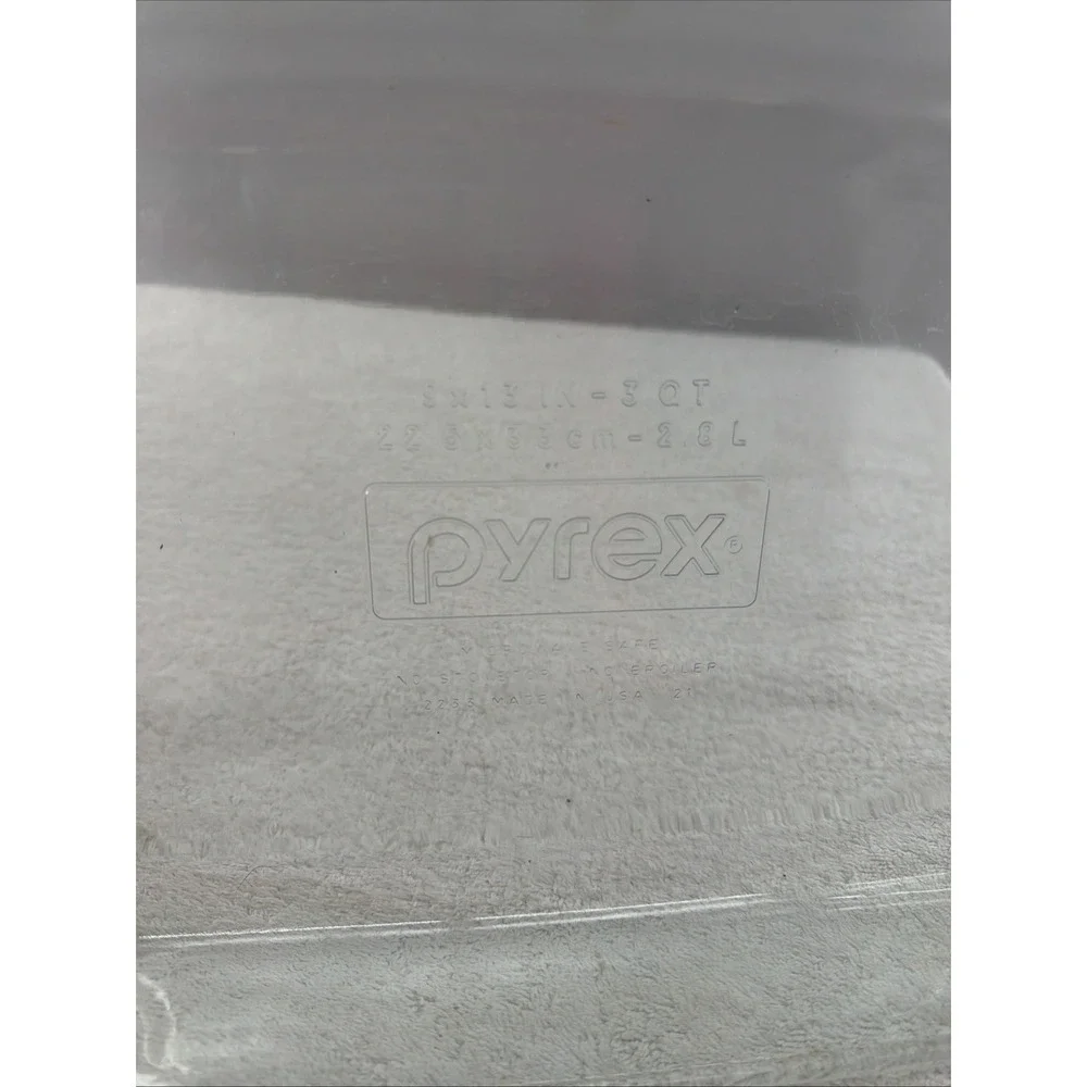 Pyrex 3 Qt Rectangle Glass Baking Dish, Dishwasher & Microwave Safe, 450°F 9x13